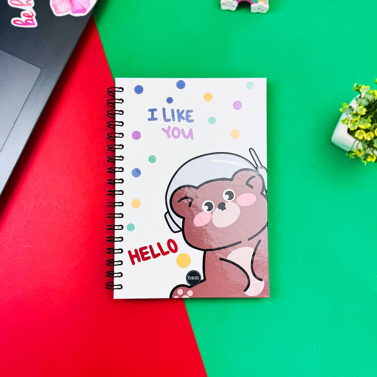 Hello Bear Tasarımlı Spiralli Defter