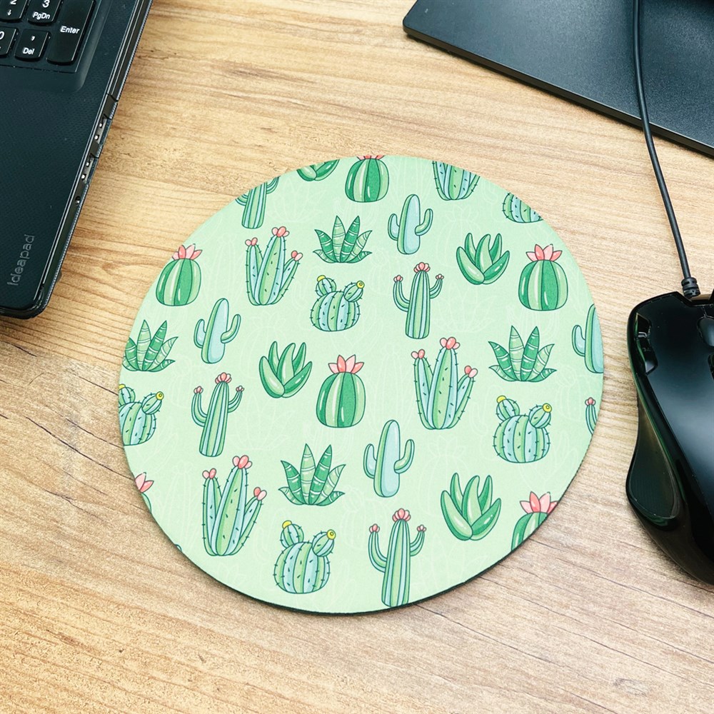 Kaktüs Tasarımlı Oval Mouse Pad