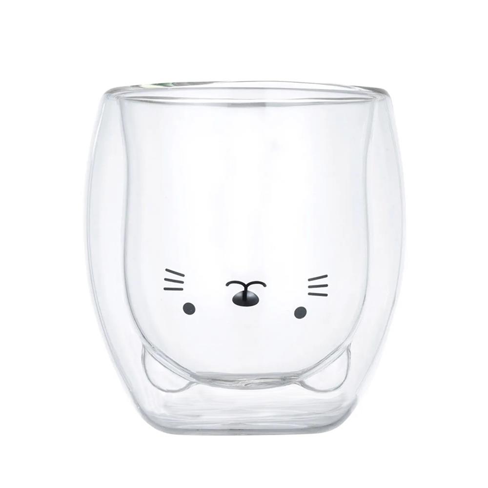 Kedi Çifft Cam Cidarlı Bardak