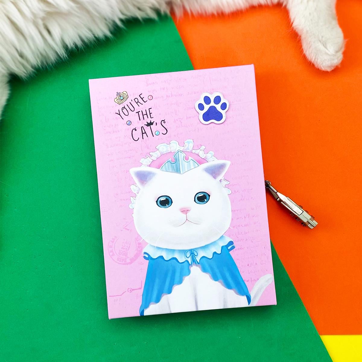 Kedi Tasarımlı Kilitli Günlük Defter