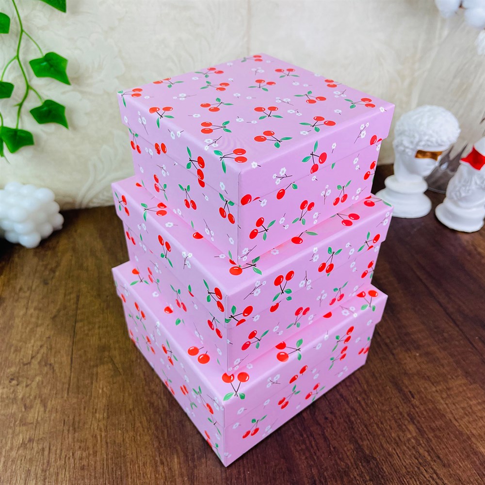 Kiraz Tasarımlı 3'lü Kutu