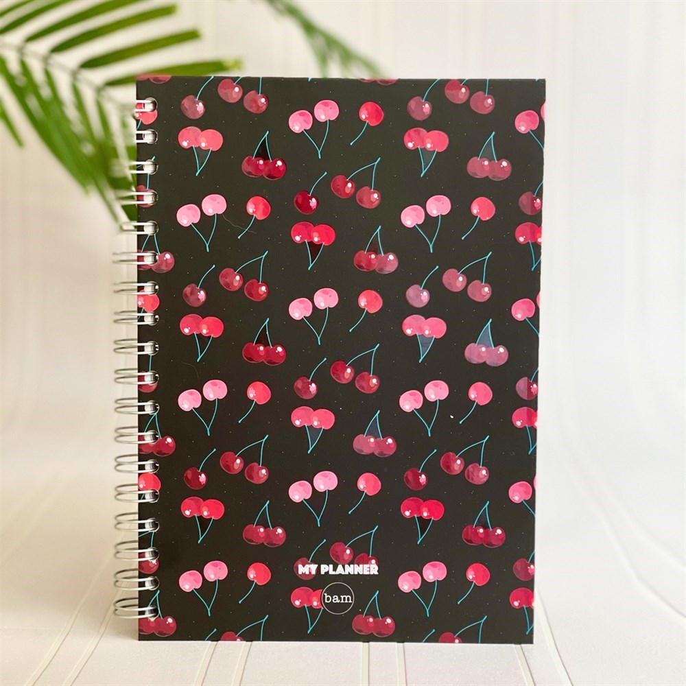 Kiraz Tasarımlı Spiralli Defter