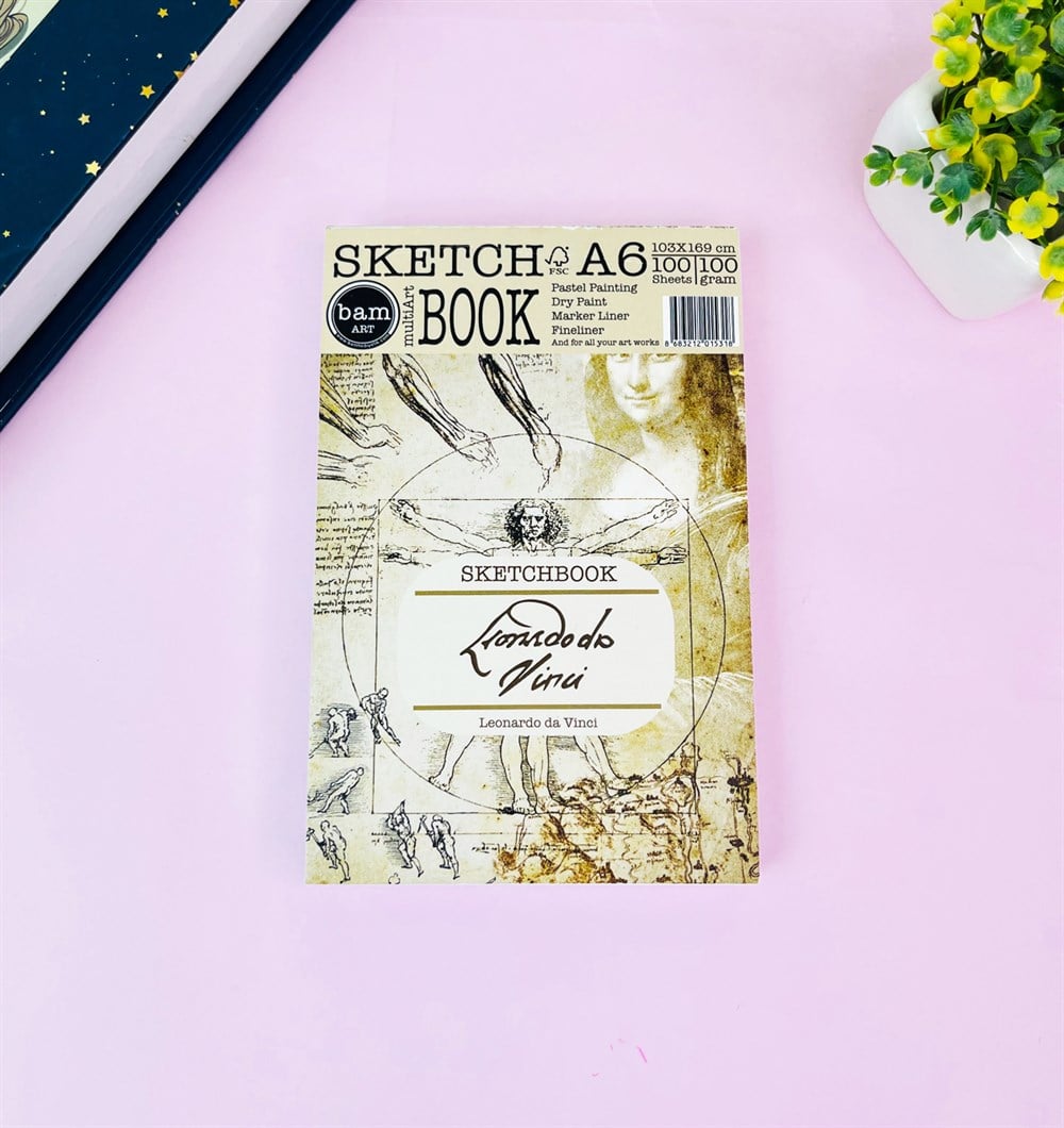 Leonardo Da Vinci Tasarımlı A6 Sketch Book - Eskiz Defteri - 100 Gr - 100 Yaprak 