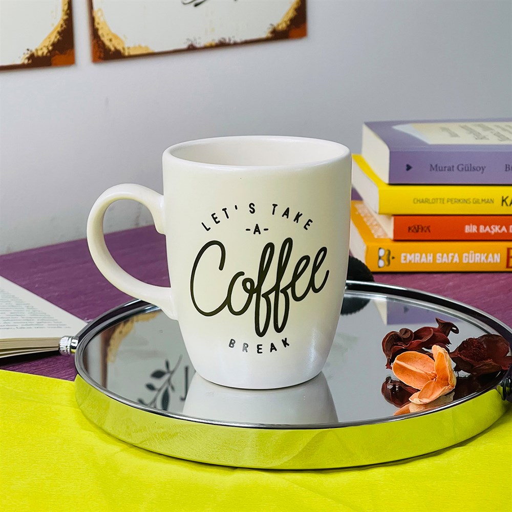 Let's Take a Coffe Break Beyaz Kupa Toptan