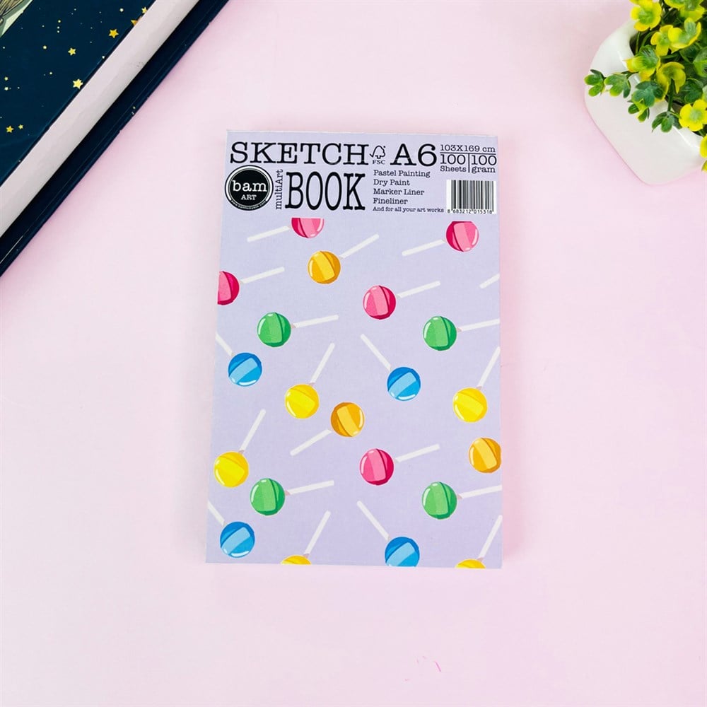 Lolipop Tasarımlı A6 Sketch Book - Eskiz Defteri - 100 Gr - 100 Yaprak 