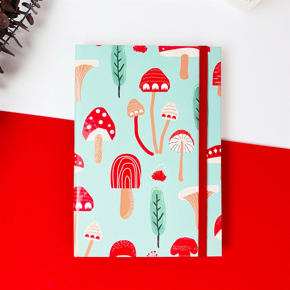 Mantar Tasarımlı Lastikli Defter 