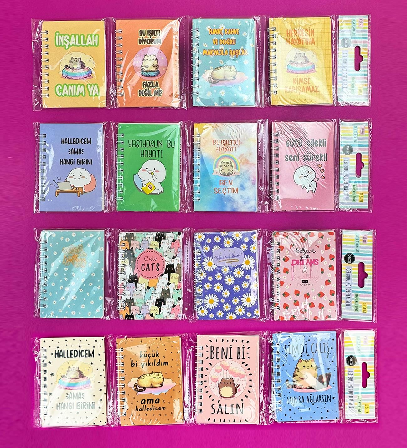 Mini 4'lü Spiralli Defter x12