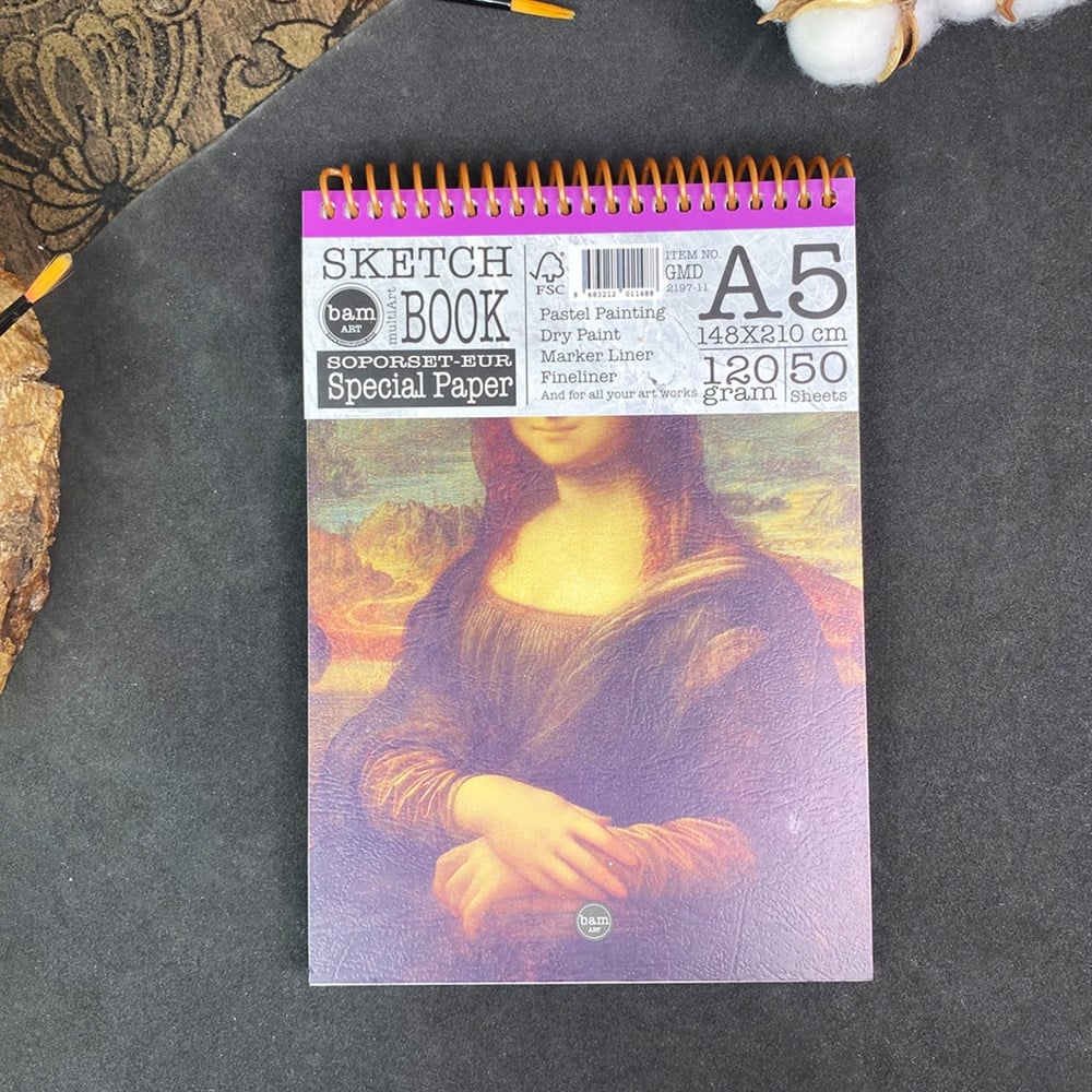 Mona Lisa Tasarımlı A5 Sketchbook