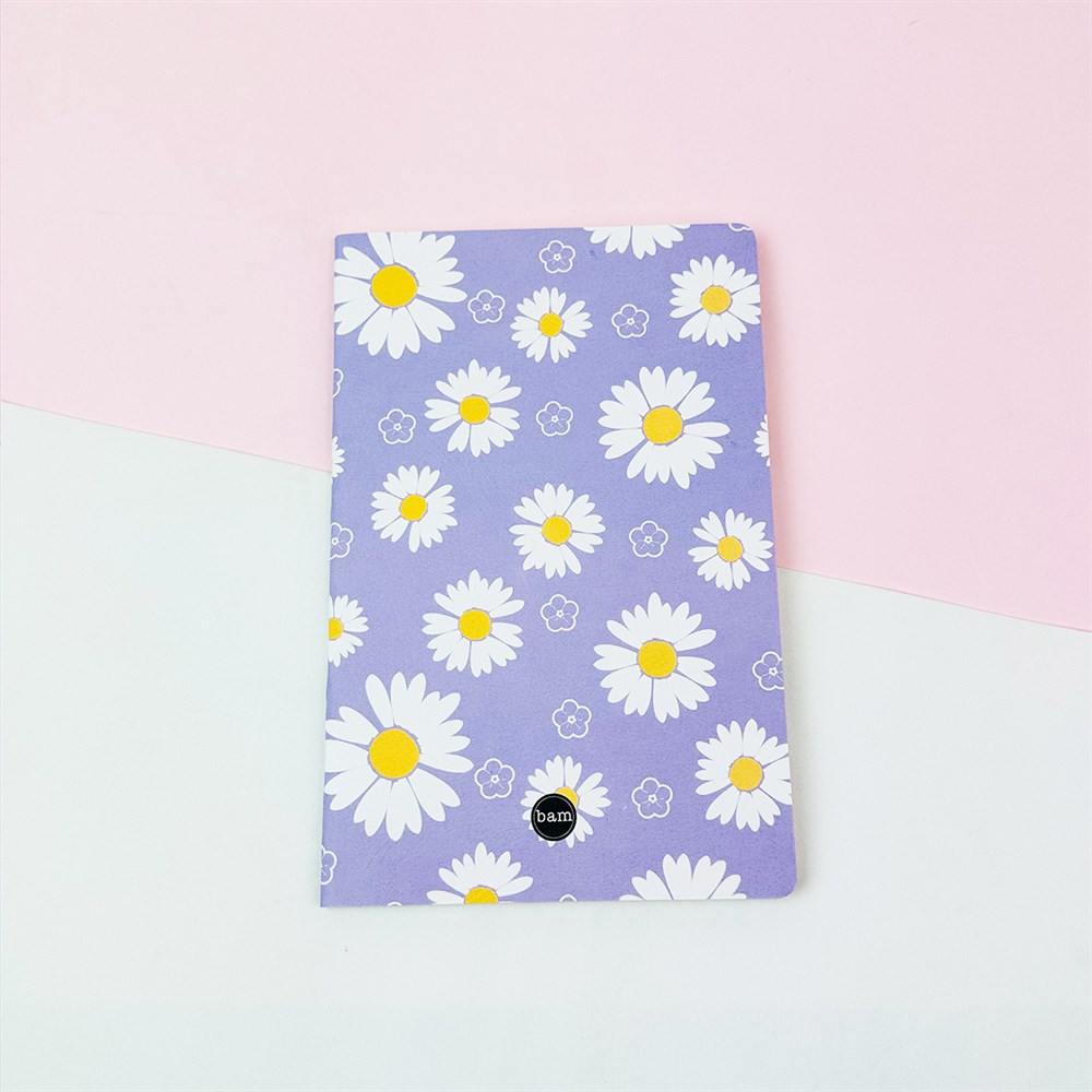 Mor Papatya Tasarımlı Terzi Dikişli Defter