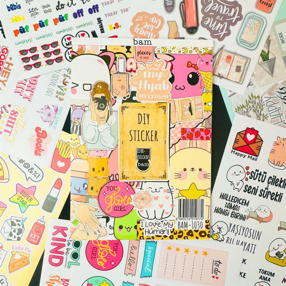 My DIY Sticker Book 24 * 17 cm 16 Sayfa Özel Tasarım Rengarenk Sticker Kitabı