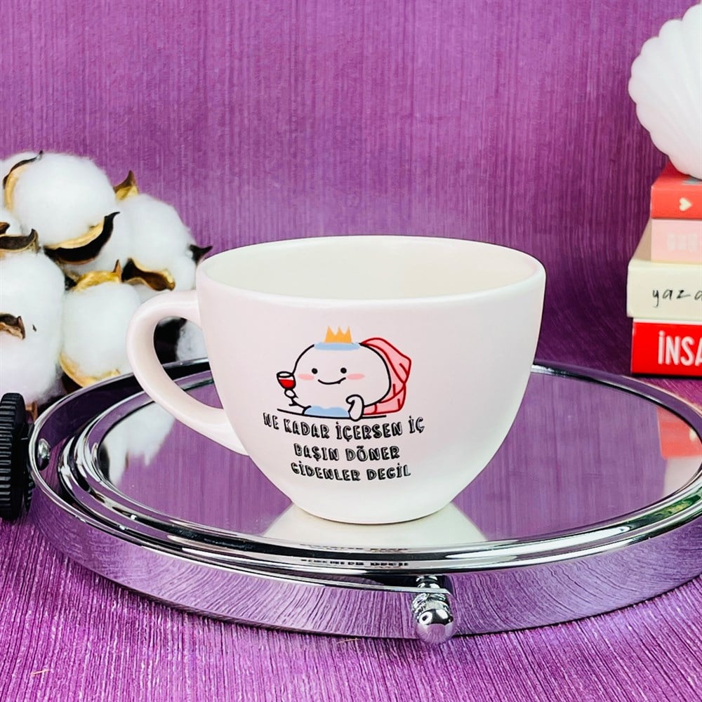 Ne Kadar İçersen İç Başın Döner Gidenler Değil White Printed Cup