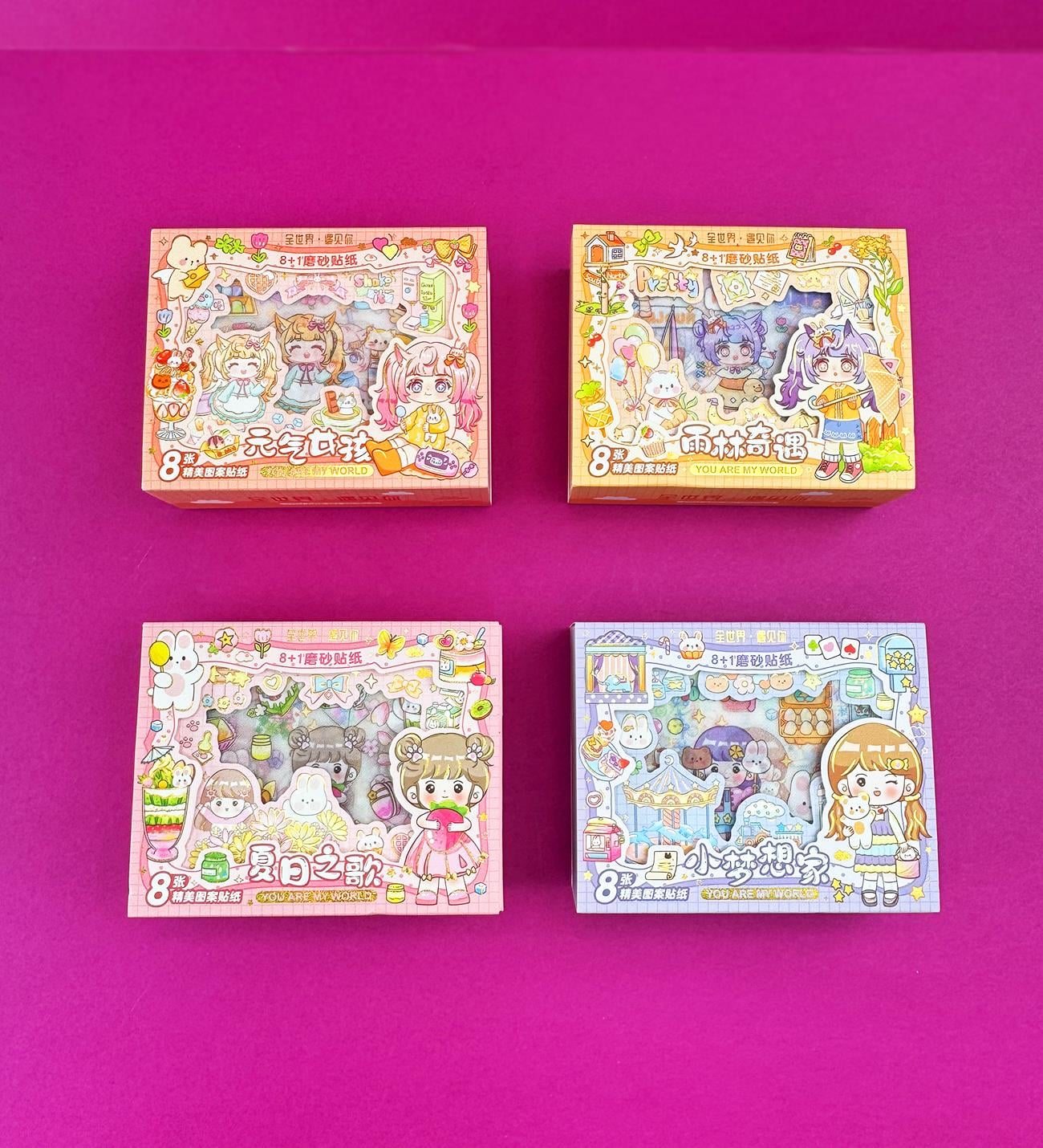 Paket İçinde 8 Adet Şeffaf Plastik Sevimli Kız Etiket x6