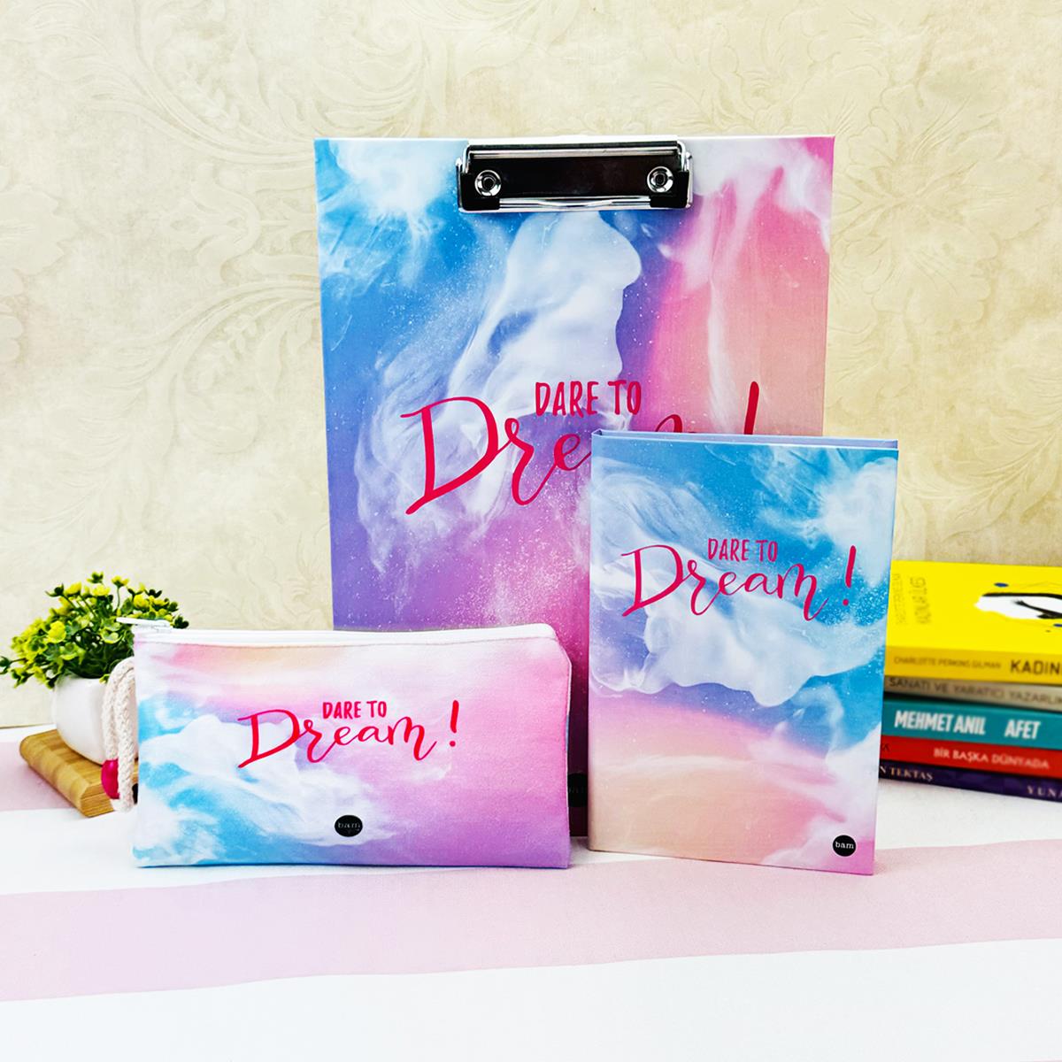 Paketli Dare To Dream Sekreterlik Defter Kalemlik Hediye Seti