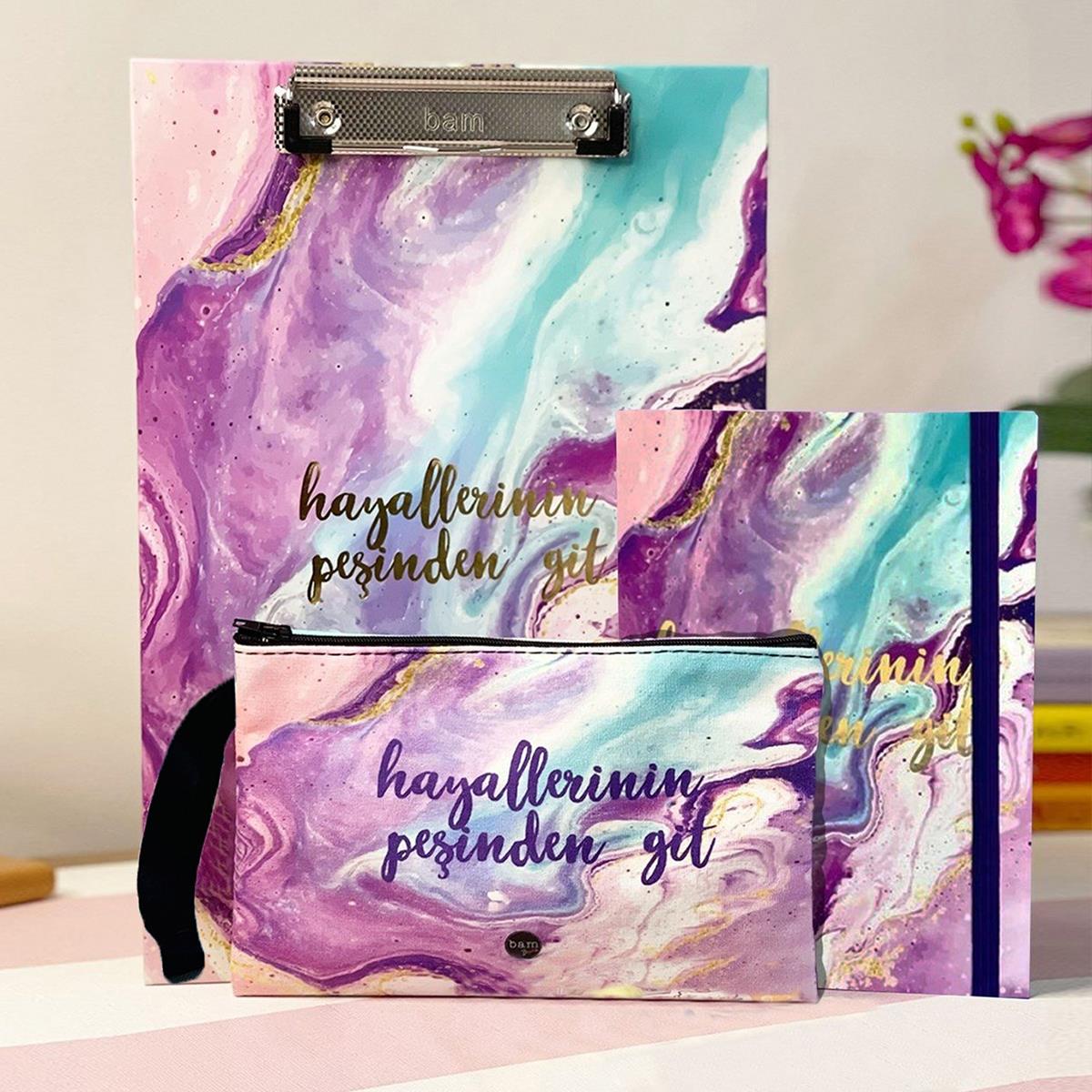 Paketli Hayallerinin Peşinden Git Sekreterlik Defter Kalemlik Hediye Seti