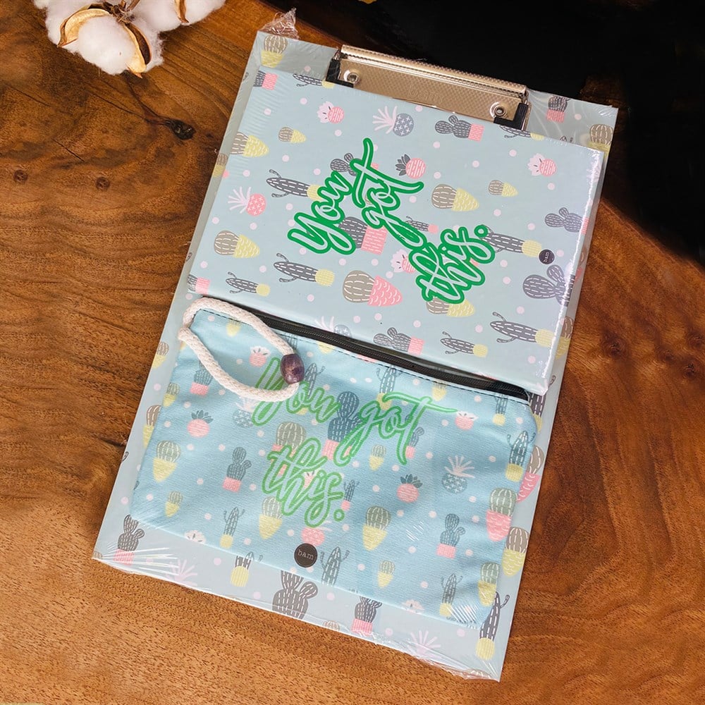 Paketli Kaktüs Motto Sekreterlik Defter Kalemlik Hediye Seti