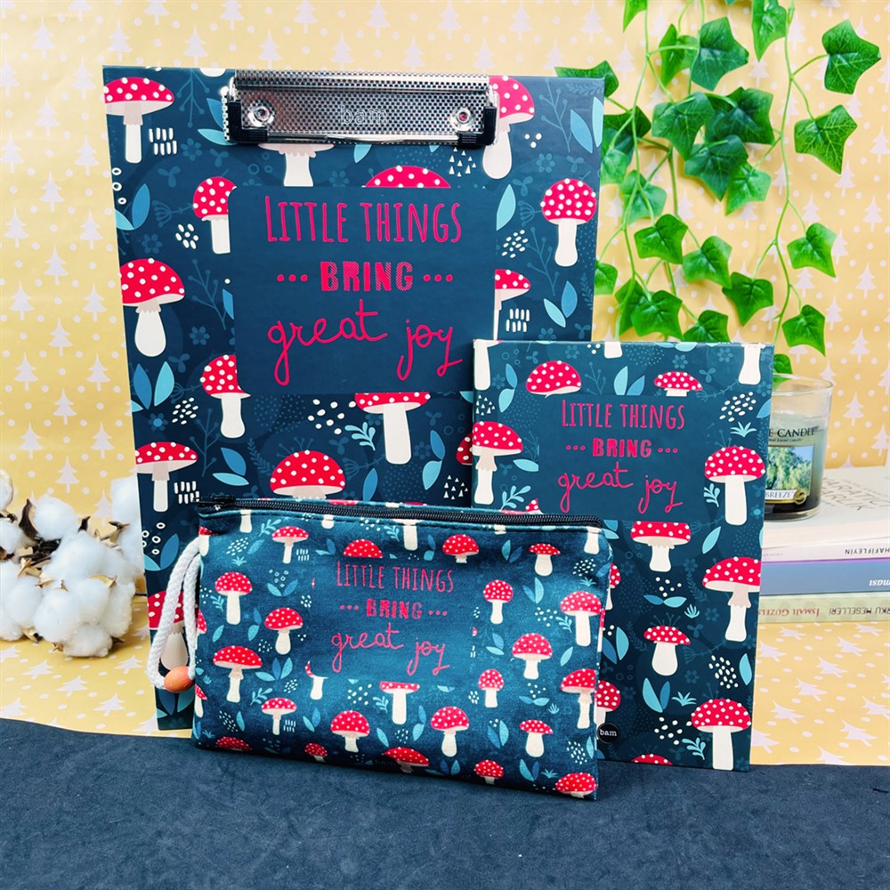Paketli Mantar Motto Sekreterlik Defter Kalemlik Hediye Seti