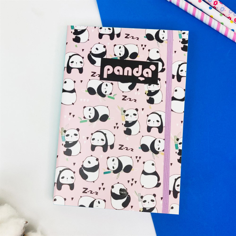 Panda Tasarımlı Lastikli Defter