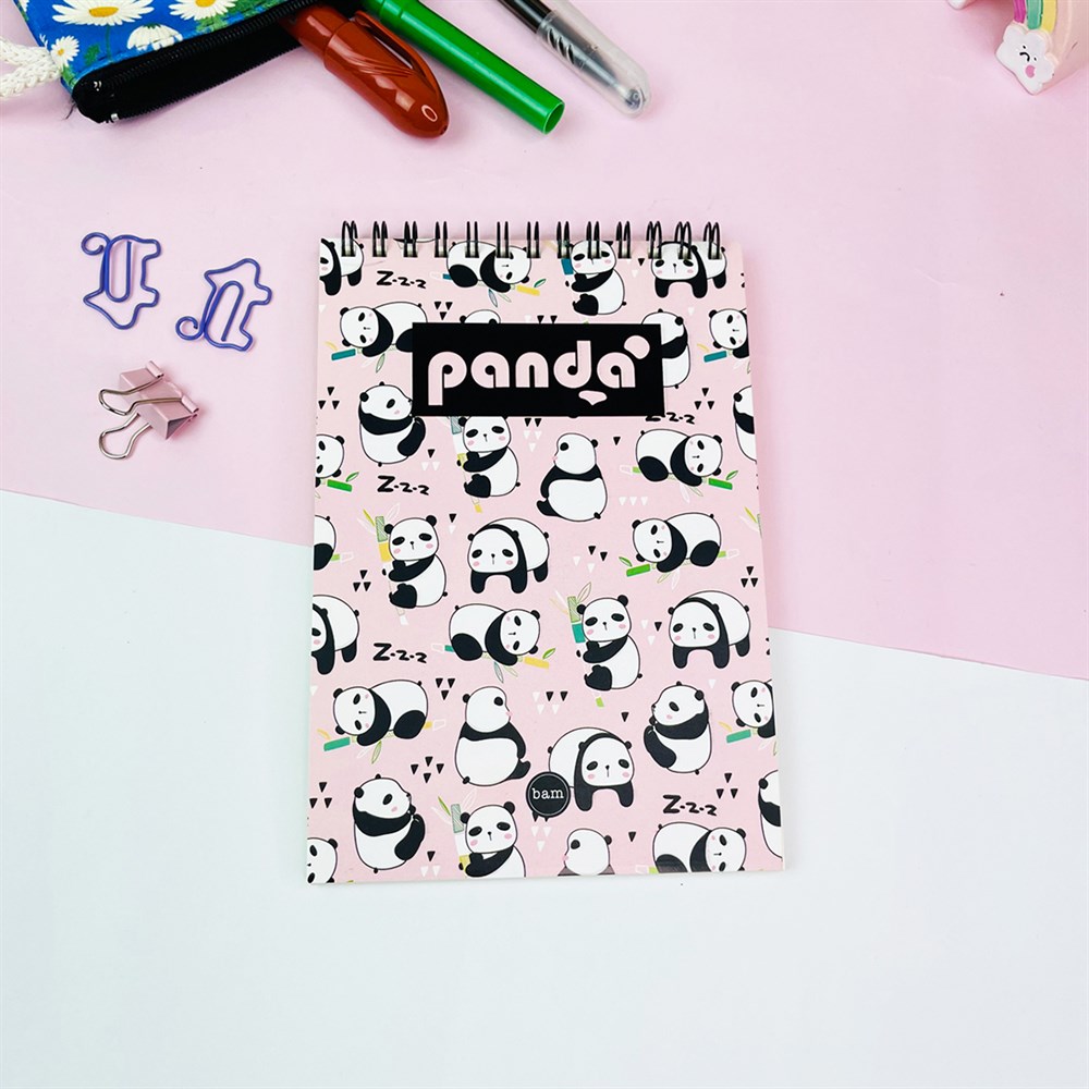 Panda Tasarımlı Spiralli Defter