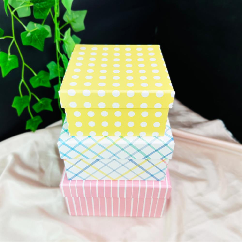 Pembe Çizgi Tasarımlı 3'lü Kutu