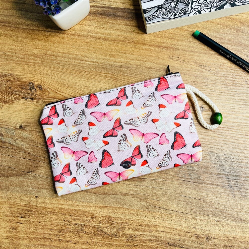 Pink Butterfly Cloth Pencil Case