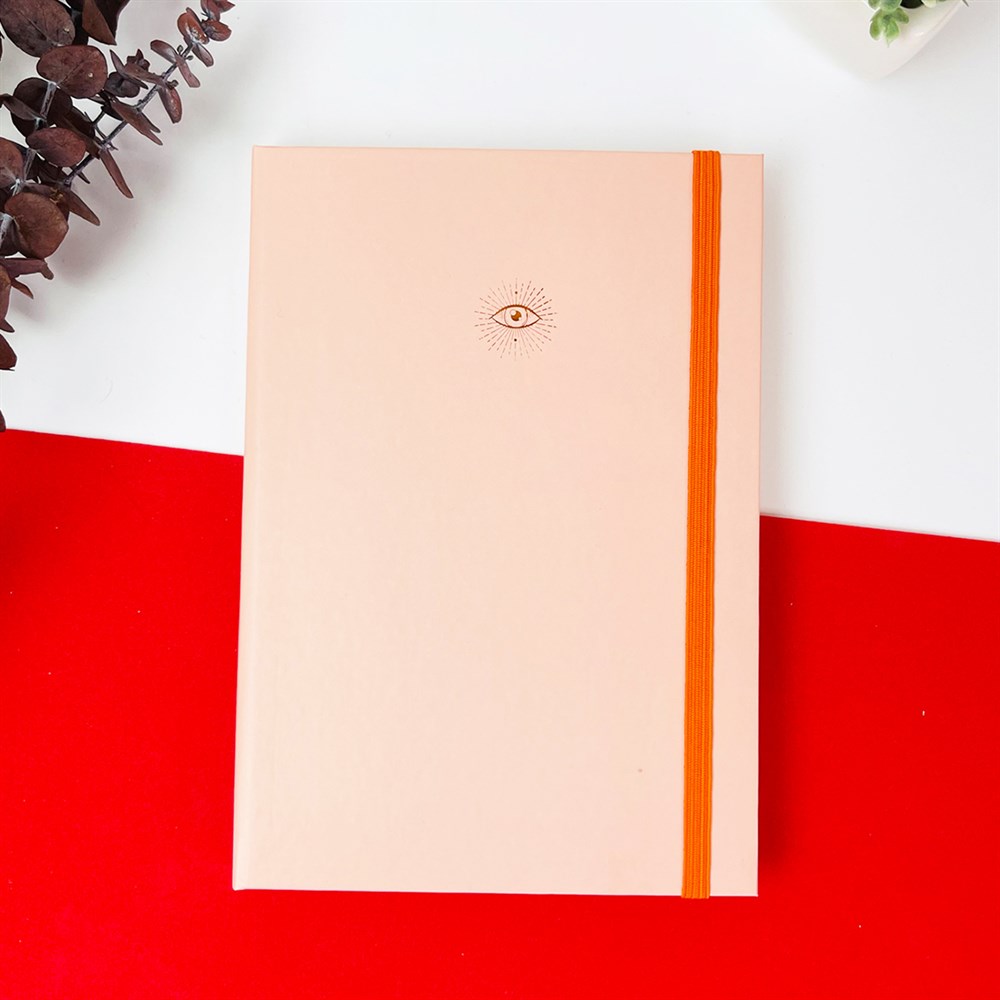 Pembe Renk Desenli Lastikli Defter 