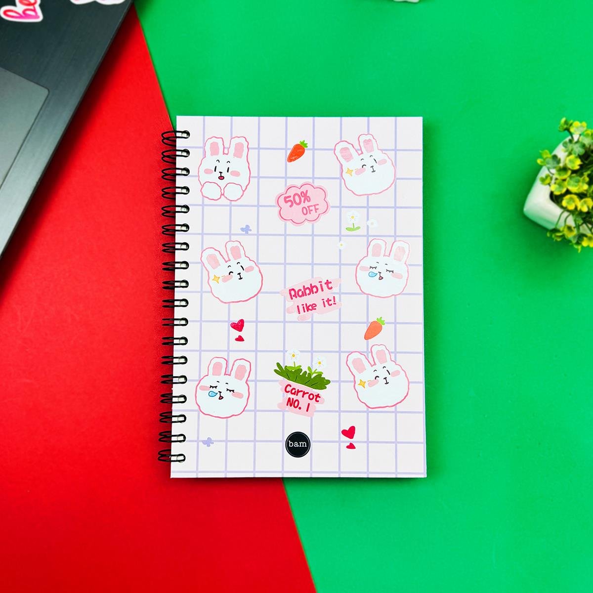 Rabbit Like It Tasarımlı Spiralli Defter