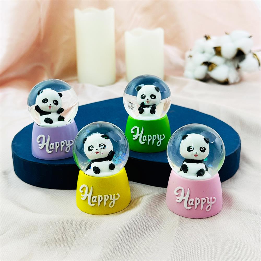 Renkli Panda Mini Işıklı Kar Küresi