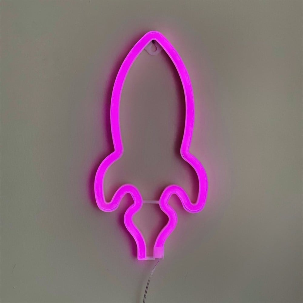 Roket Neon Işıklı Duvar Lambası