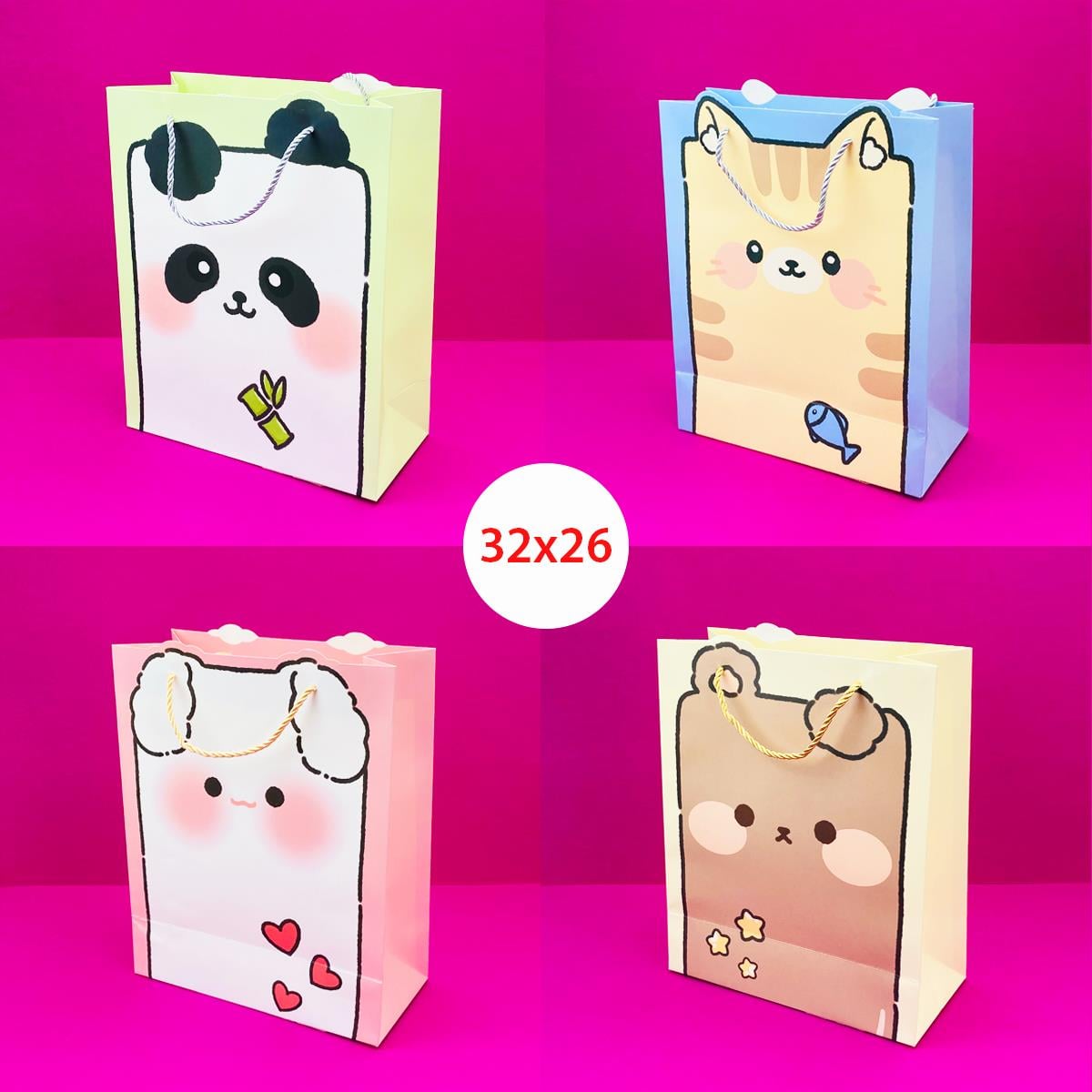 Şekilli Hayvan Karton Çanta 32X26 Cm x12