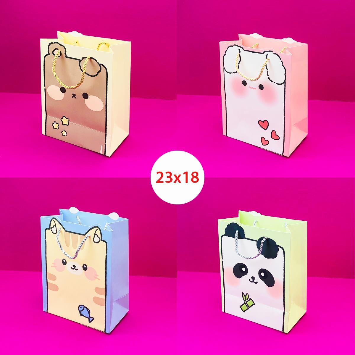 Şekilli Hayvan Tasarımlı Karton Çanta 23X18 Cm x12