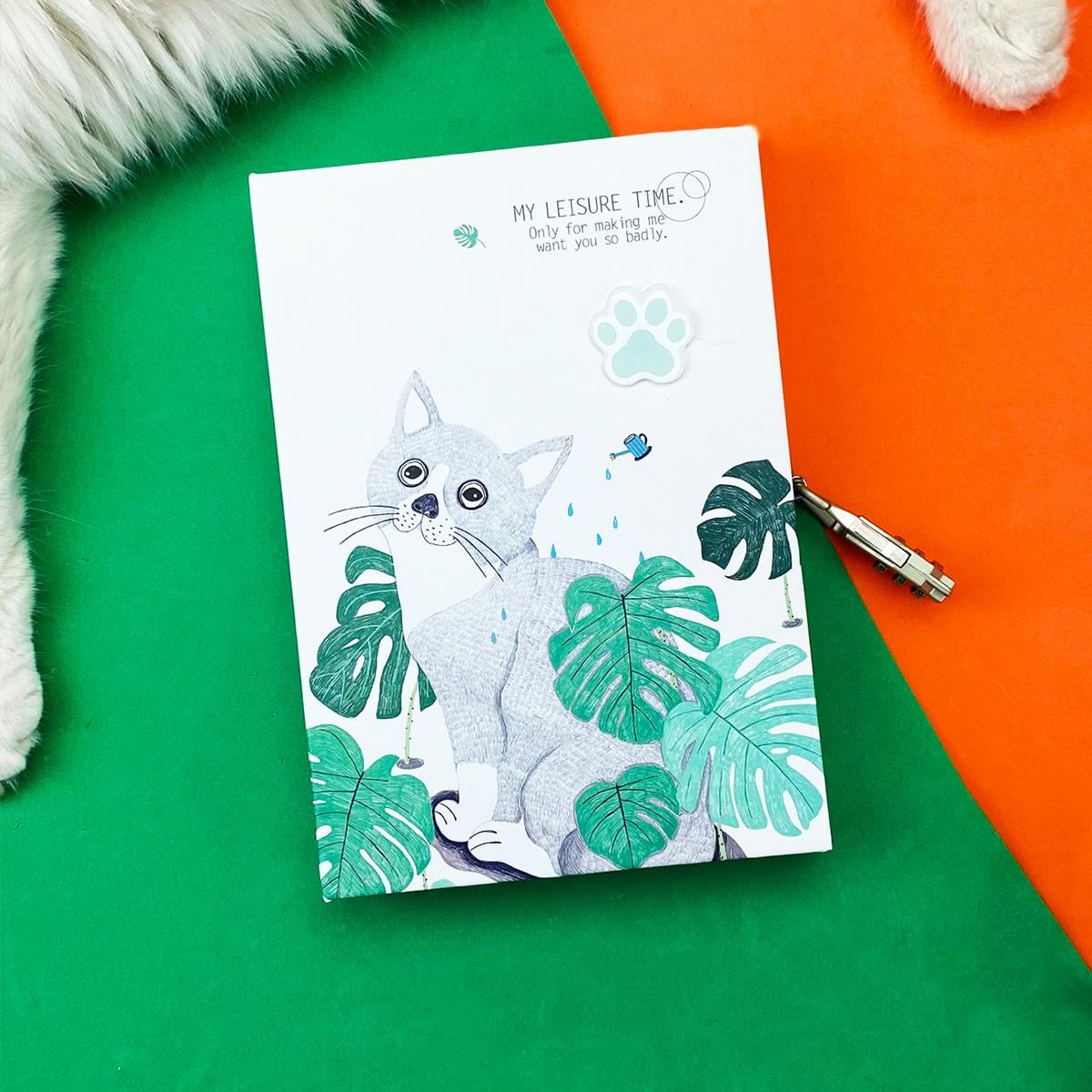 Sevimli Hayvan Tasarımlı Kilitli Günlük Defter