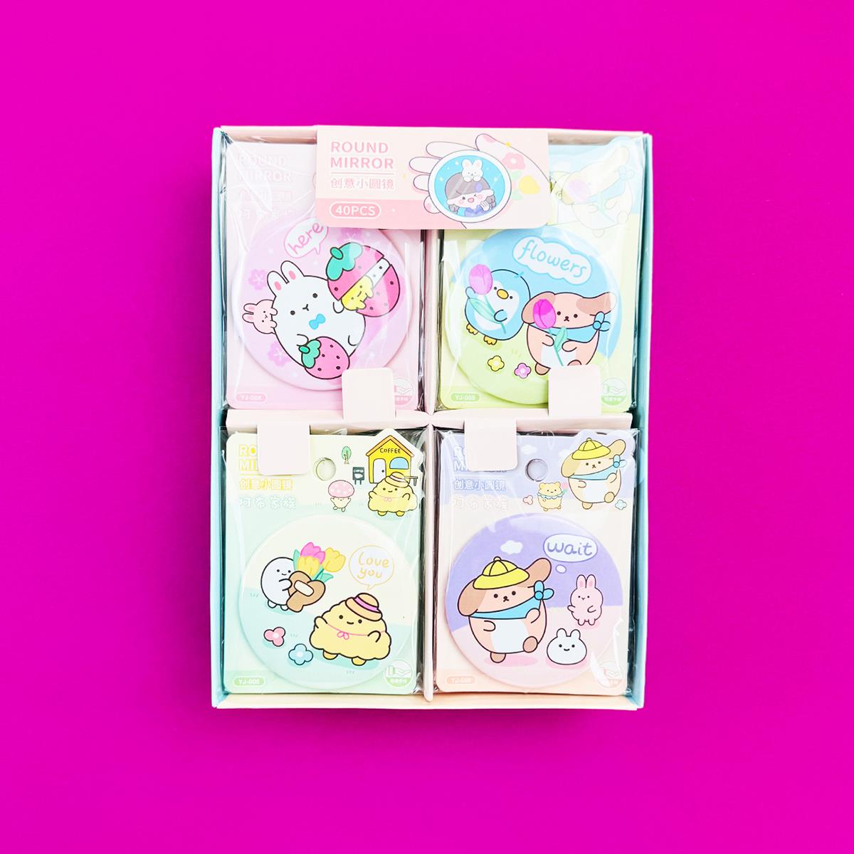 Sevimli Hayvanlar 1 Tasarımlı Yuvarlak Ayna x40