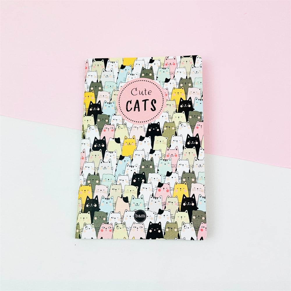 Sevimli Kedi Tasarımlı Terzi Dikişli Defter