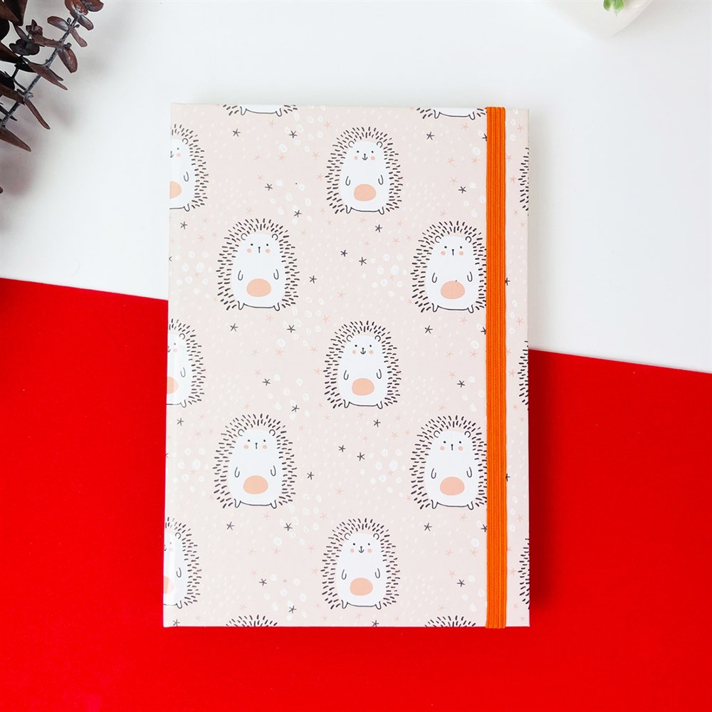 Sevimli Kirpi Tasarımlı Lastikli Defter 