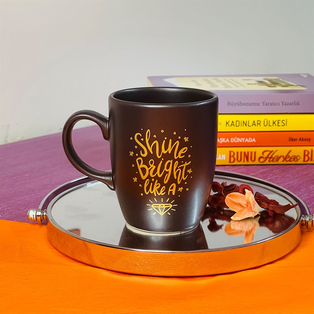 Shine Bright Like A Diamond Atın Yaldızlı Siyah Kupa Toptan