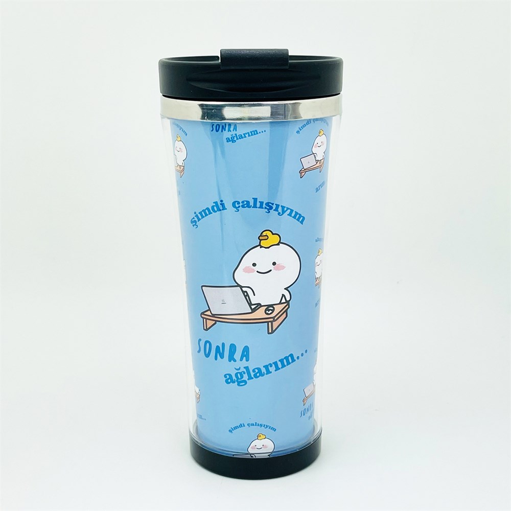 Şimdi Çalışayım Tasarımlı 400 Ml Kağıt Termos