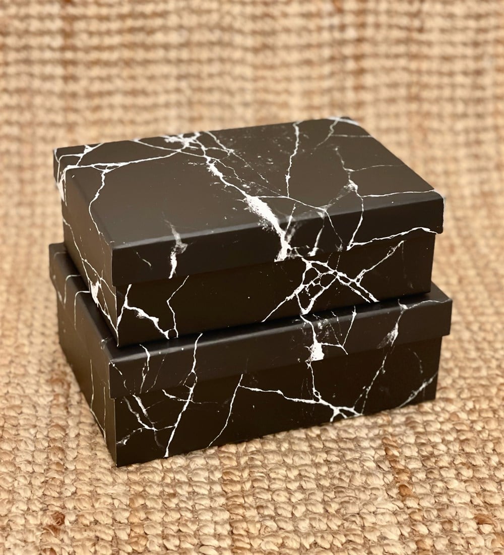 Siyah Mermer Tasarımlı 2'li Kutu