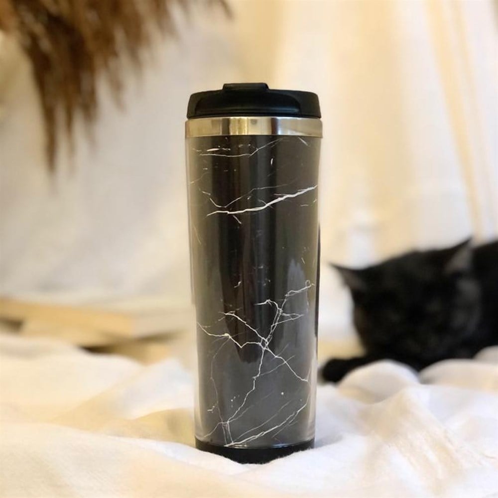 Siyah Mermer Tasarımlı 400 Ml Mug Bardak