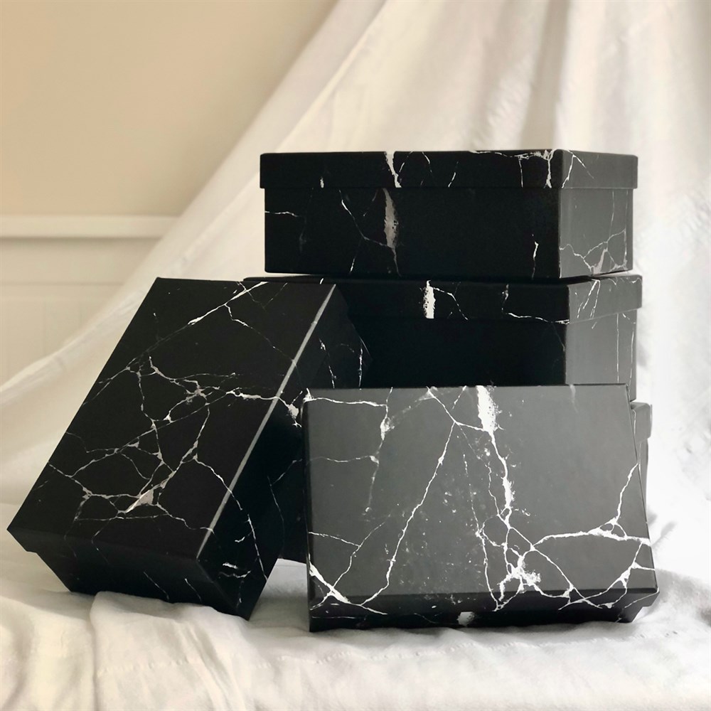 Black Marble 5 Pcs of Gift Boxes Set