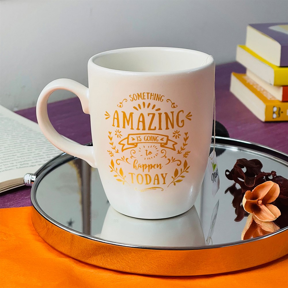 Something Amazing is Going to Happen Today Beyaz Altın Yaldızlı Kupa Toptan