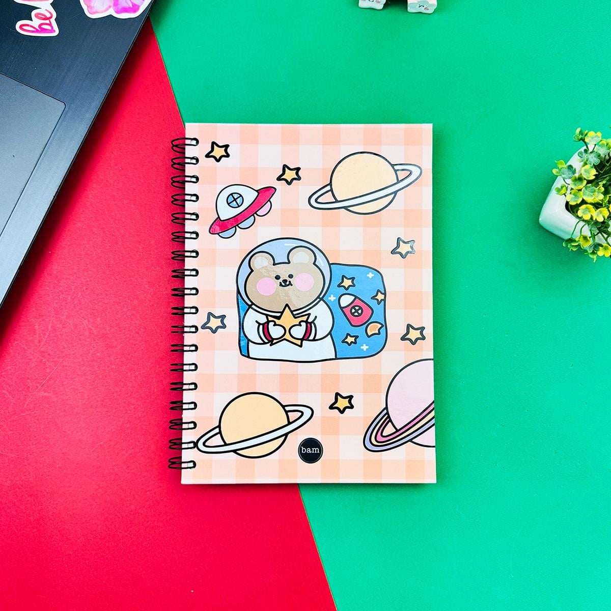 Space Bear Tasarımlı Spiralli Defter