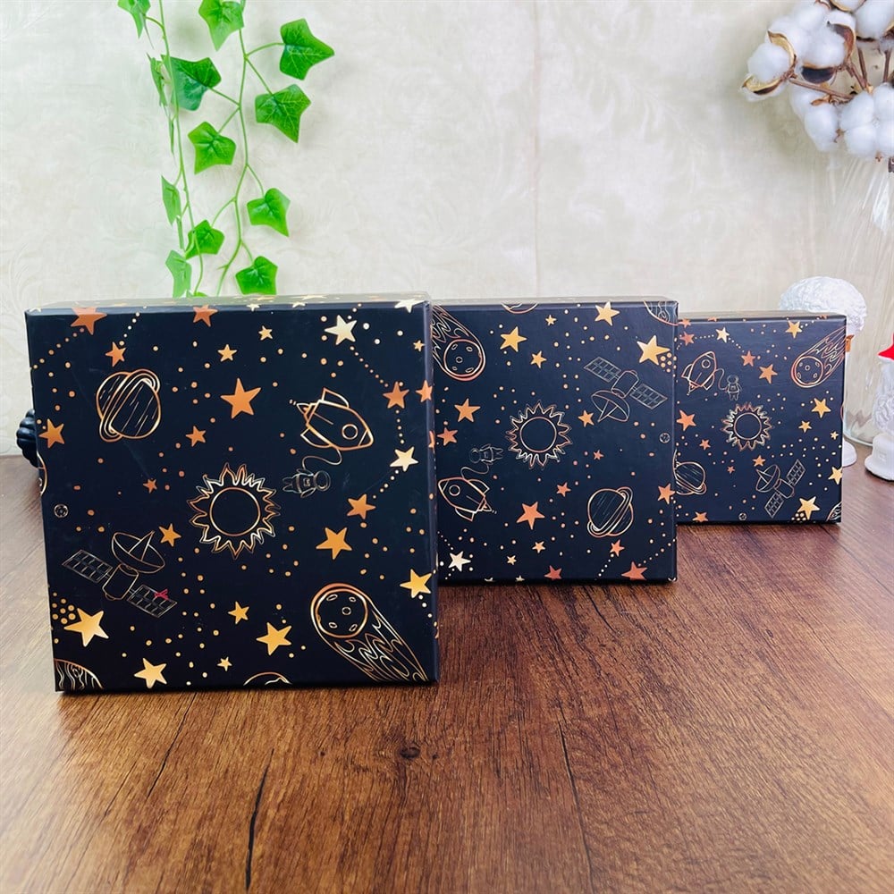 Space Roket Tasarımlı 3'lü Kutu