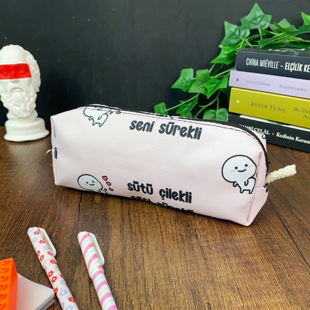 Sütü Çilekli Seni Sürekli Tasarımlı Sosis Kalemlik