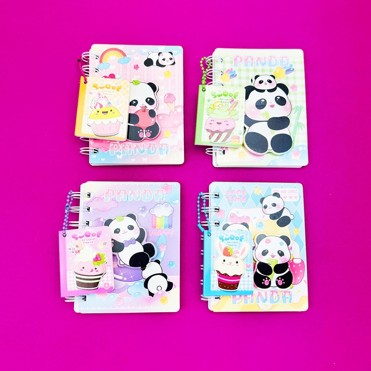 Sweet ve Panda Kabartmalı Çizgili Defter