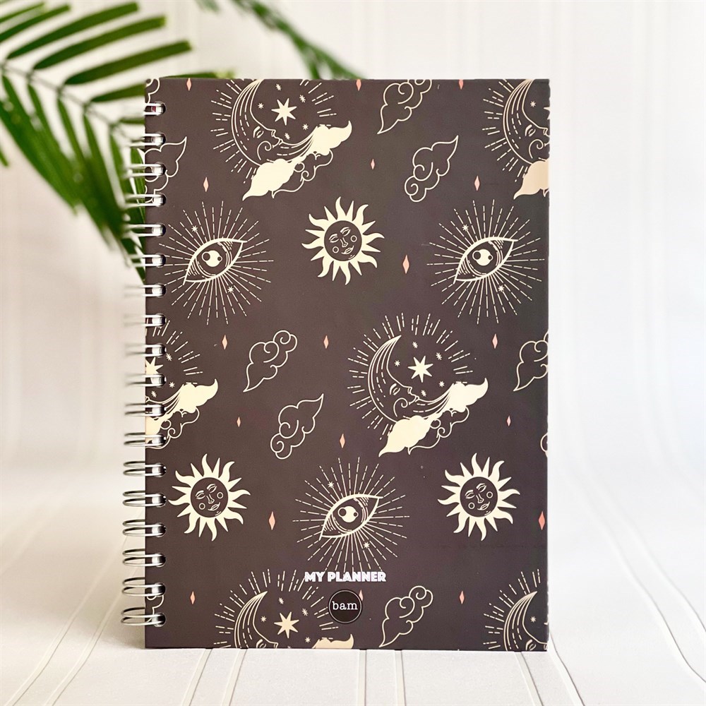 Tarot Ay Bulut Tasarımlı Spiralli Defter