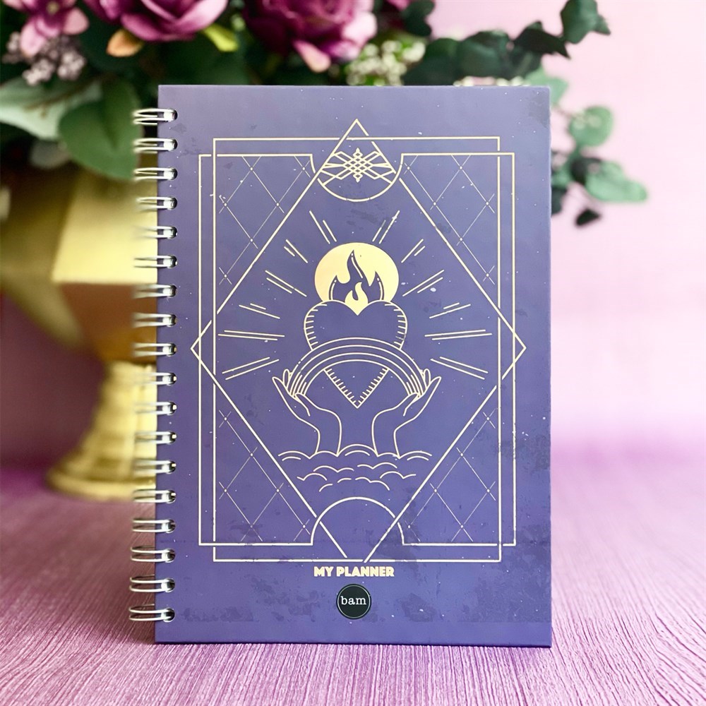 Tarot Gökkuşağı Kalp Ateş Tasarımlı Spiralli Defter