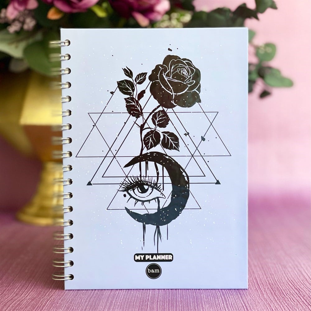 Tarot Gül Tasarımlı Spiralli Defter