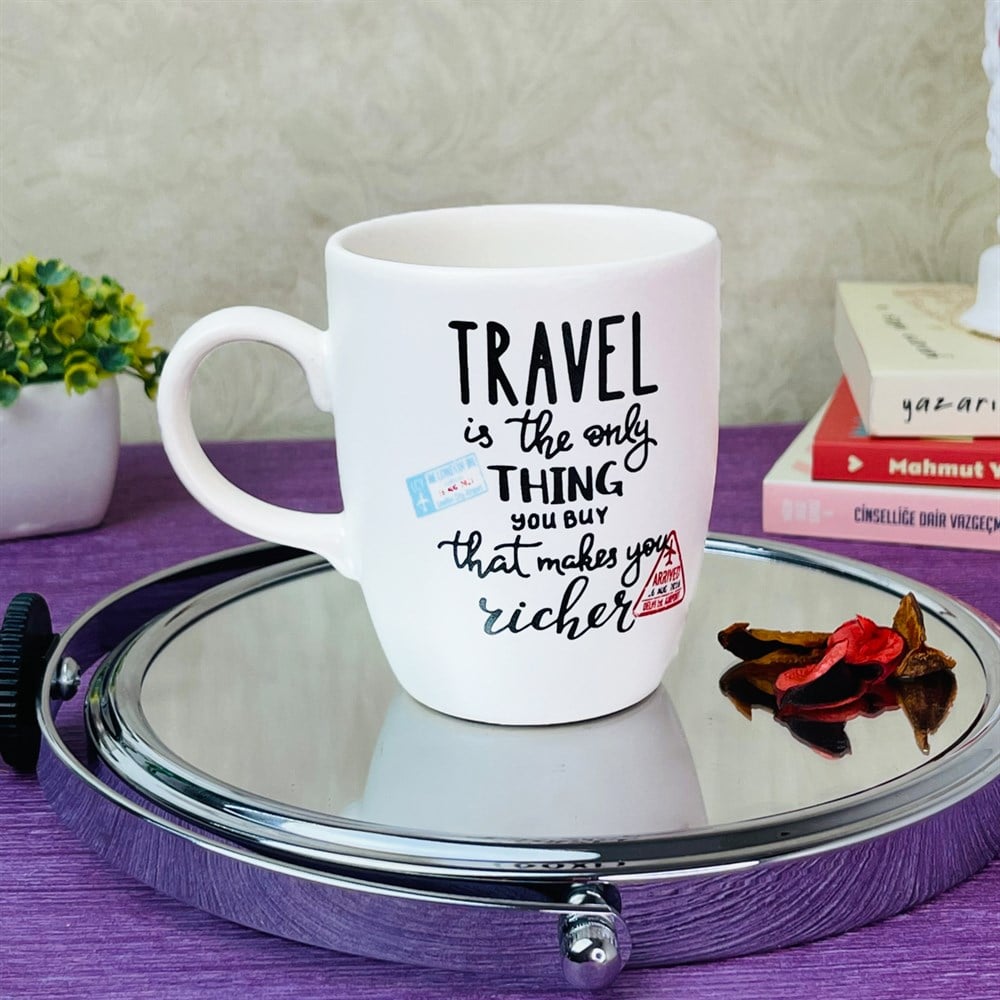 Travel Tasarımlı Beyaz Kupa Toptan