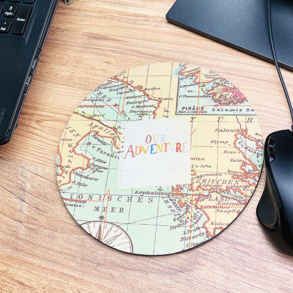 Travel Tasarımlı Oval Mouse Pad