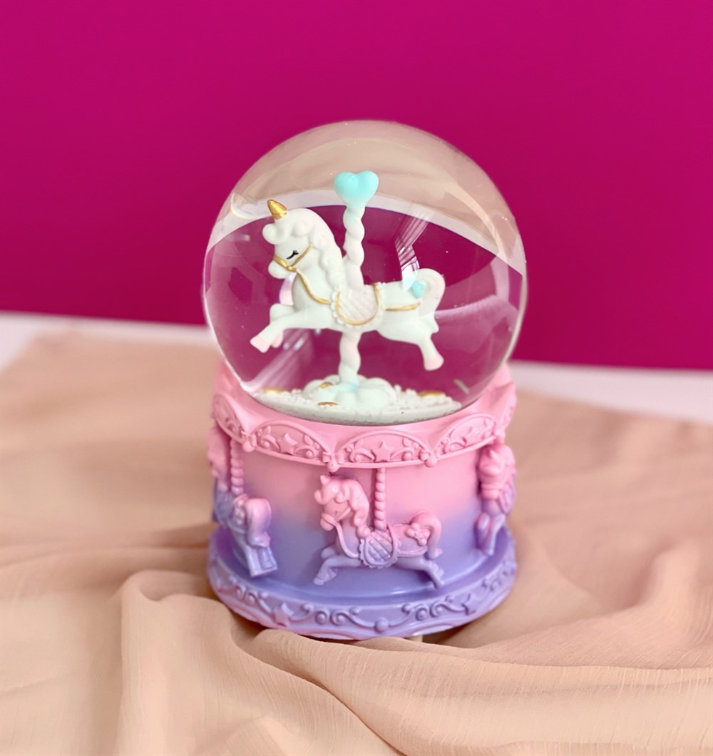 Unicorn Atlı Karınca Işıklı Büyük Boy Kar Küresi